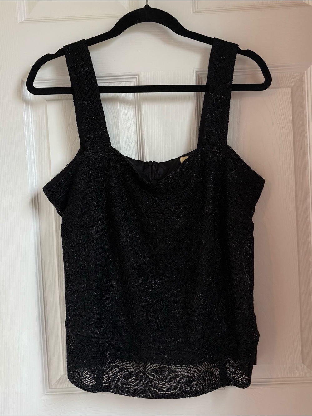 Black Lace-Trimmed Sleeveless Blouse - Women's